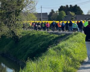 groupe de randonneurs dans le marais de dol de bretagne en 2024